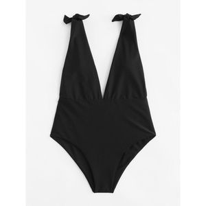 One Piece Deep V Plunge Swimsuit